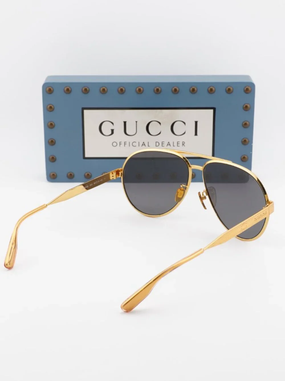 Gucci GG1513S 001 Aviator Sunglasses - Gold\Grey